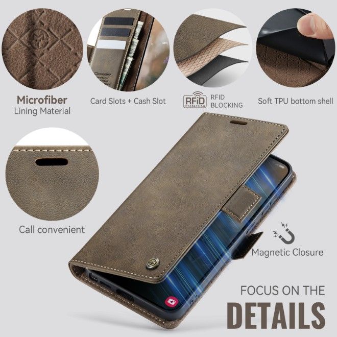 Caseme - Samsung Galaxy S26 Ultra Case - Secure Series Bookcover - with RFID card protection - coffee color