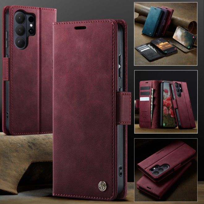 Caseme - Samsung Galaxy S26 Ultra Hülle - Secure Series Bookcover - mit RFID Kartenschutz - rot