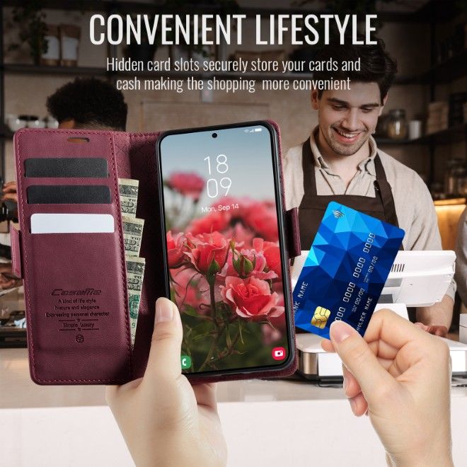 Caseme - Samsung Galaxy S26 Ultra Hülle - Secure Series Bookcover - mit RFID Kartenschutz - rot