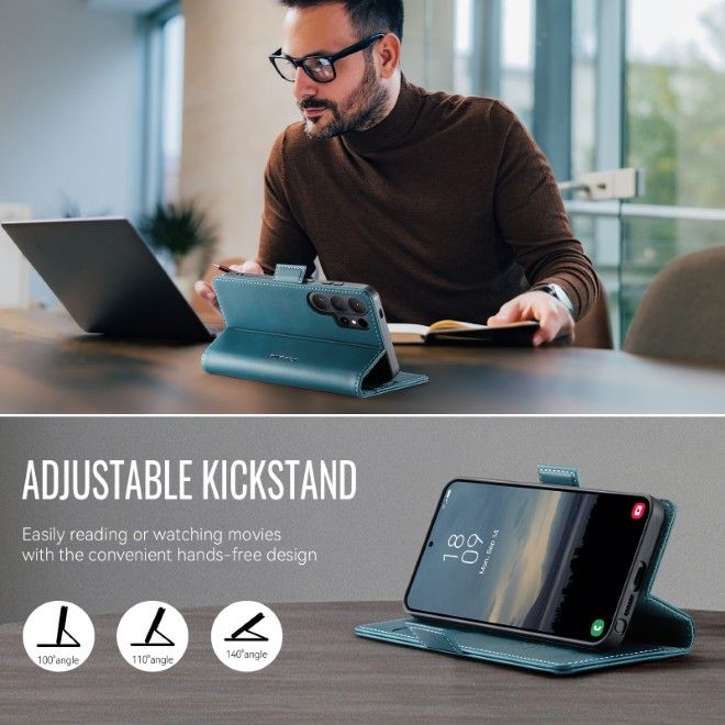 Caseme - Samsung Galaxy S26 Ultra Hülle - Secure Series Bookcover - mit RFID Kartenschutz - grün