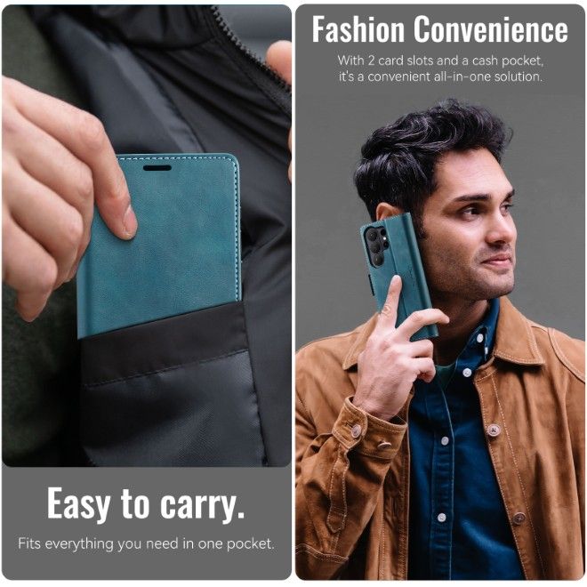 Caseme - Samsung Galaxy S26 Ultra Hülle - Secure Series Bookcover - mit RFID Kartenschutz - grün