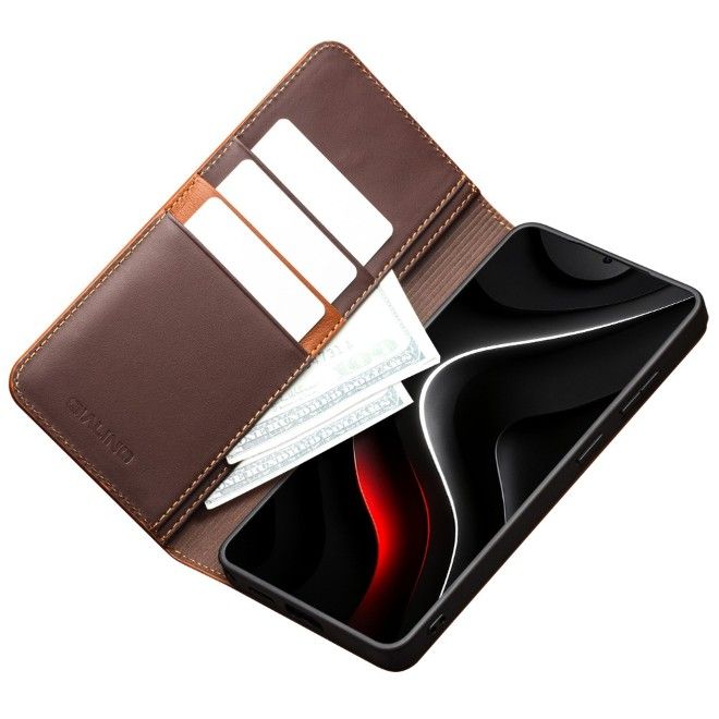 Qialino - Étui en cuir véritable pour Samsung Galaxy S26 Ultra - Collection Moderne - Marron