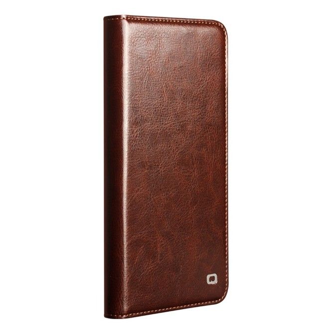 Qialino - Étui en cuir véritable pour Samsung Galaxy S26 Ultra - Collection Genuine Bookcover - Marron