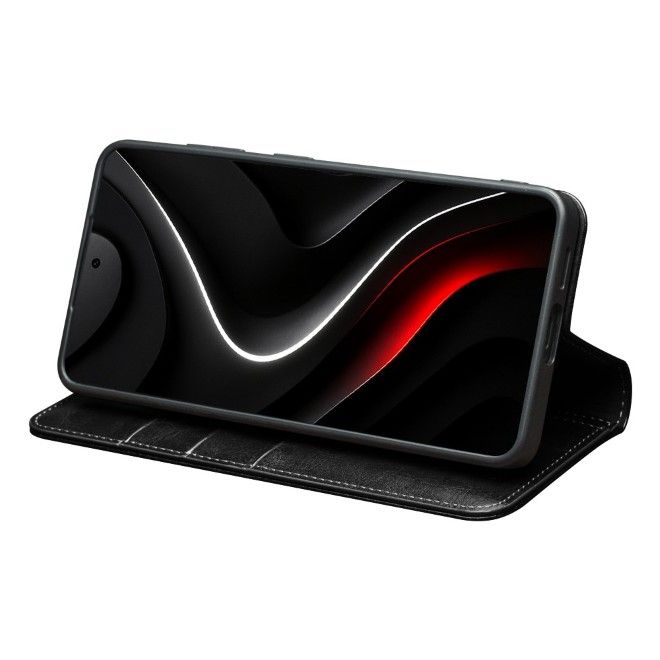 Qialino - Samsung Galaxy S26+ Ultra Genuine Leather Case - Genuine Series Bookcover - Black