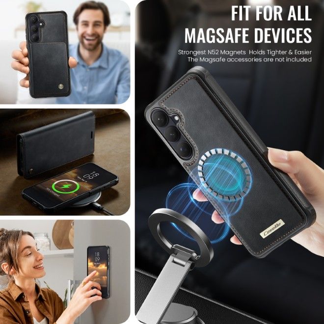 Caseme - Samsung Galaxy S26 Kunstleder Hülle - Business Series MagSafe Bookcover - schwarz