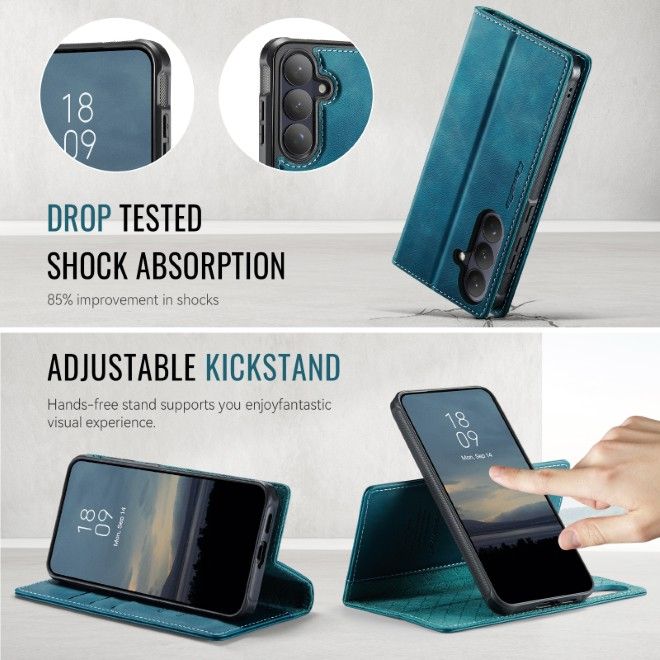 Caseme - Samsung Galaxy S26 Kunstleder Hülle - Business Series MagSafe Bookcover - grün