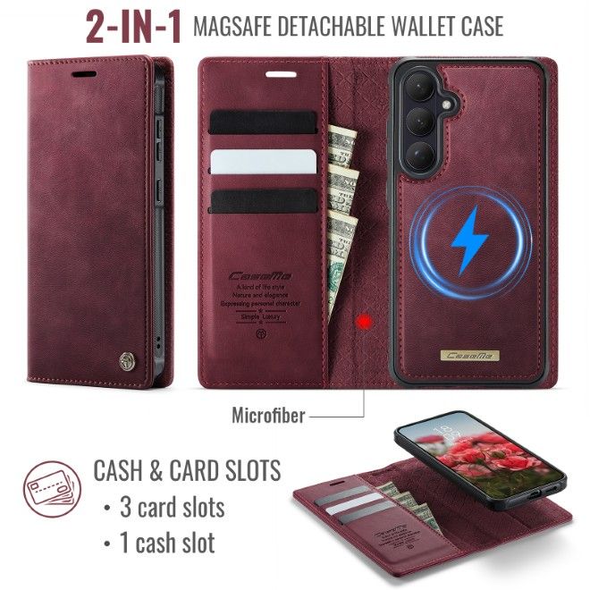 Caseme - Samsung Galaxy S26+ Kunstleder Hülle - Business Series MagSafe Bookcover - rot
