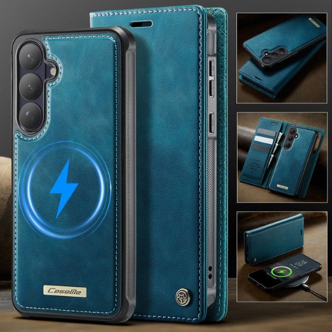 Caseme - Samsung Galaxy S26+ Kunstleder Hülle - Business Series MagSafe Bookcover - grün