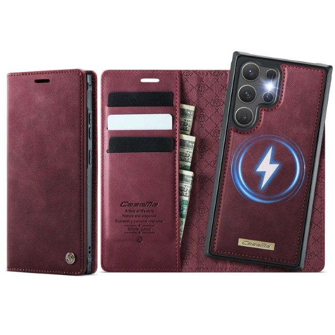 Caseme - Samsung Galaxy S26 Ultra Kunstleder Hülle - Business Series MagSafe Bookcover - rot