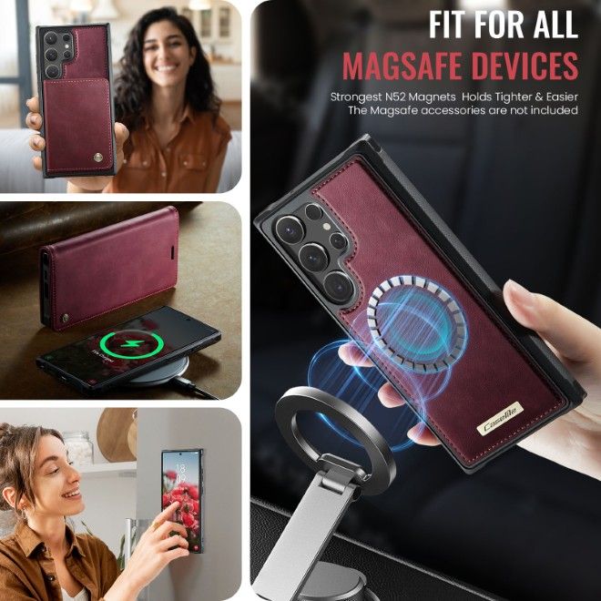 Caseme - Samsung Galaxy S26 Ultra Kunstleder Hülle - Business Series MagSafe Bookcover - rot