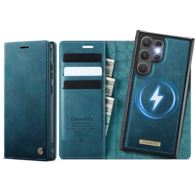 Caseme - Samsung Galaxy S26 Ultra Kunstleder Hülle - Business Series MagSafe Bookcover - grün