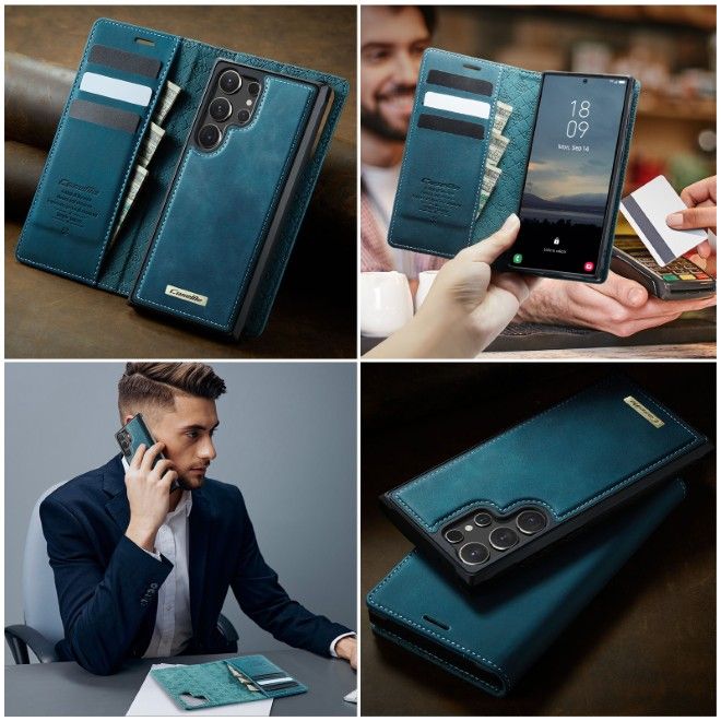 Caseme - Samsung Galaxy S26 Ultra Kunstleder Hülle - Business Series MagSafe Bookcover - grün