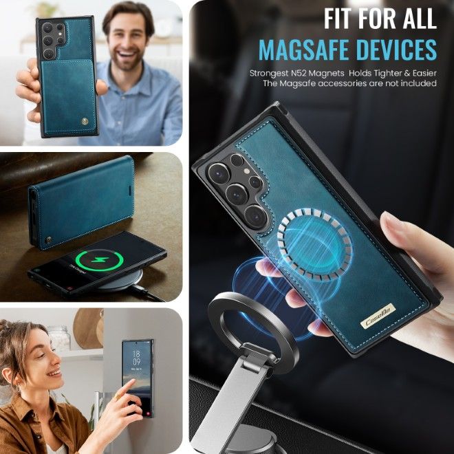 Caseme - Samsung Galaxy S26 Ultra Kunstleder Hülle - Business Series MagSafe Bookcover - grün