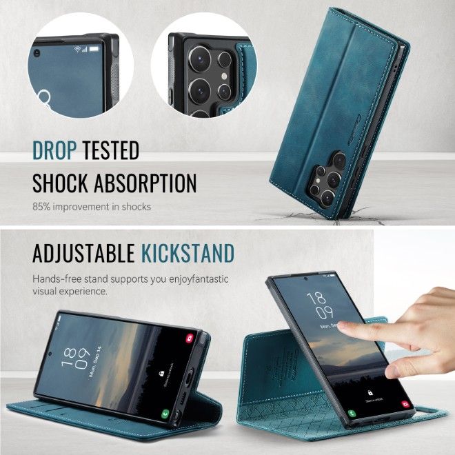 Caseme - Samsung Galaxy S26 Ultra Kunstleder Hülle - Business Series MagSafe Bookcover - grün