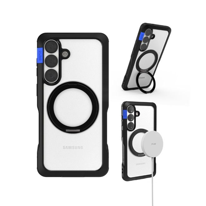 PLES - Samsung Galaxy S26 Hülle - Hardcase mit MagSafe - Made in Korea - Arche Mag Stand Series - schwarz