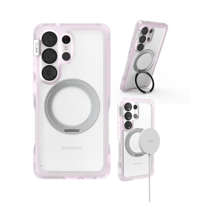 PLES - Samsung Galaxy S26 Hülle - Hardcase mit MagSafe - Made in Korea - Arche Glim Mag Stand Series - pink