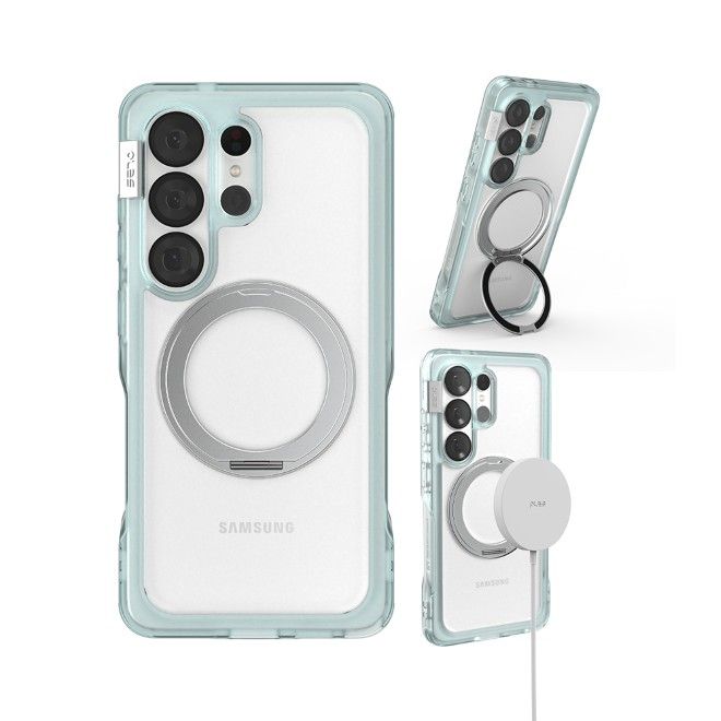 PLES - Samsung Galaxy S26 Hülle - Hardcase mit MagSafe - Made in Korea - Arche Glim Mag Stand Series - blau