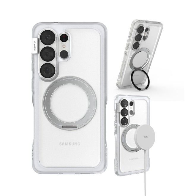 PLES - Samsung Galaxy S26 Ultra Hülle - Hardcase mit MagSafe - Made in Korea - Arche Mag Stand Series - transparent