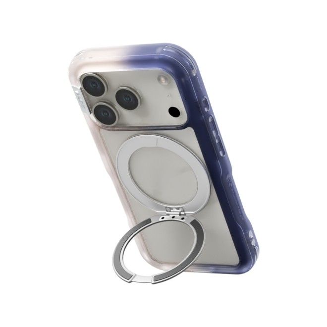 PLES - iPhone 17 Pro Hülle - Hardcase mit MagSafe - Made in Korea - Arche TwoFace Mag Stand Series - pink/blau