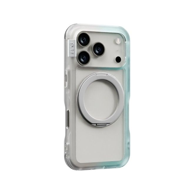 PLES - iPhone 17 Pro Hülle - Hardcase mit MagSafe - Made in Korea - Arche TwoFace Mag Stand Series - silber/blau