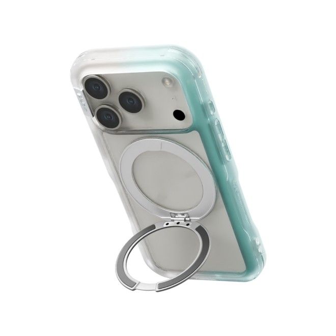 PLES - iPhone 17 Pro Hülle - Hardcase mit MagSafe - Made in Korea - Arche TwoFace Mag Stand Series - silber/blau