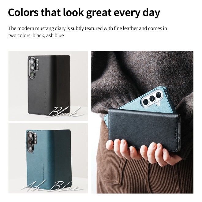 Araree - Samsung Galaxy S26 Hülle - Case aus Kunstleder - Mustang Diary Series - Made in Korea - blau