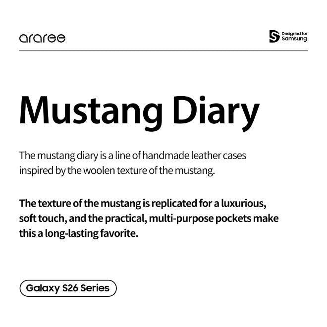 Araree - Samsung Galaxy S26+ Hülle - Case aus Kunstleder - Mustang Diary Series - Made in Korea - blau