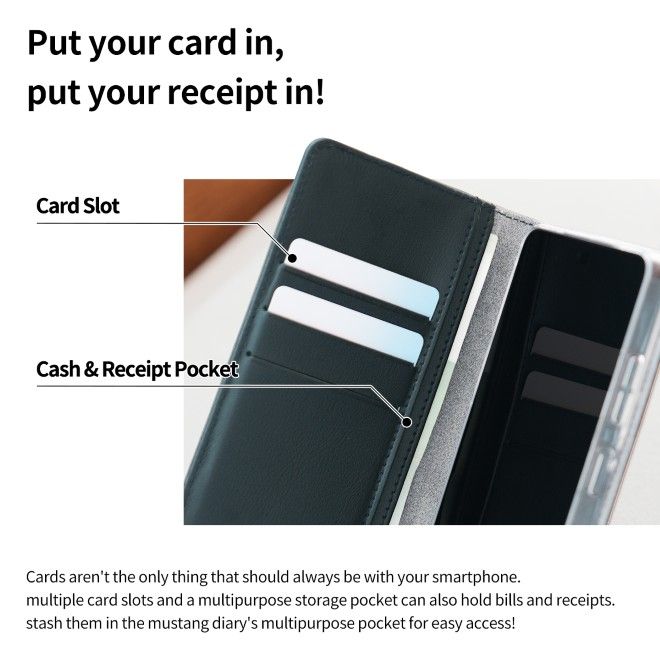 Araree - Samsung Galaxy S26+ Hülle - Case aus Kunstleder - Mustang Diary Series - Made in Korea - blau