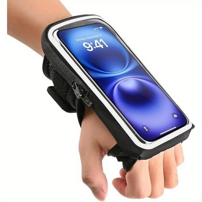 MU Sport – Sport Armband fürs Handgelenk für Smartphone 4.6–6.8 Zoll wasserdicht Touchscreen mit Reflexstreifen – schwarz