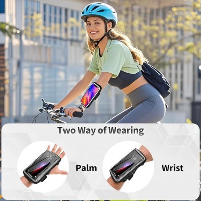 MU Sport – Sport Armband fürs Handgelenk für Smartphone 4.6–6.8 Zoll wasserdicht Touchscreen mit Reflexstreifen – schwarz