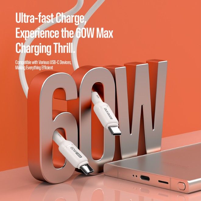 Dux Ducis - USB-C zu USB-C Lade- und Datenkabel (60W) - 1m - aus Silikon - Sili Series - weiss