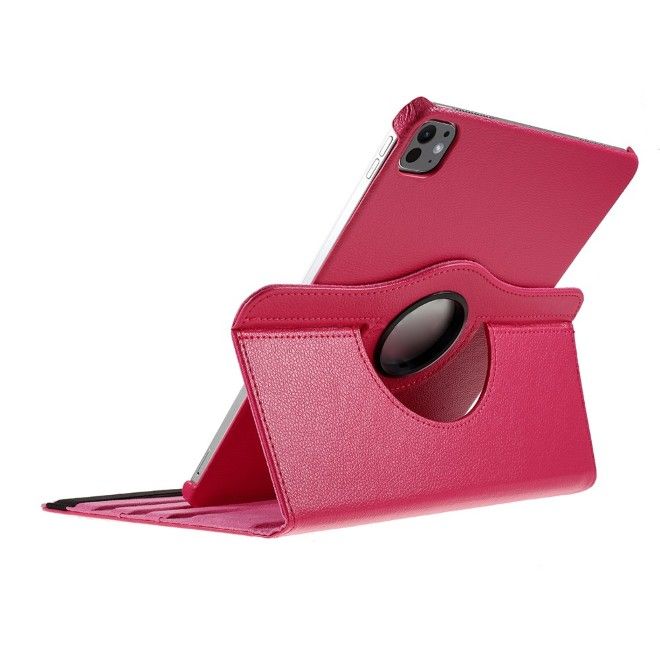 iPad Pro 13 (2025/2024) Hülle - 360° rotierbares Case aus Leder - rosa