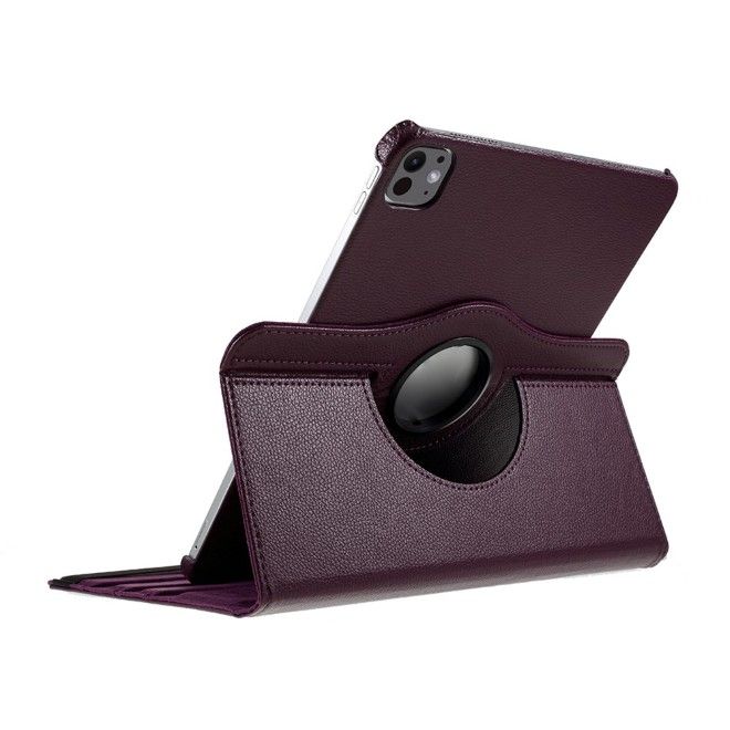 iPad Pro 13 (2025/2024) Hülle - 360° rotierbares Case aus Leder - purpur