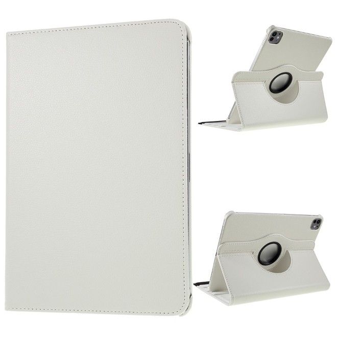 iPad Pro 11 (2025/2024) Hülle - 360° rotierbares Case aus Leder - weiss