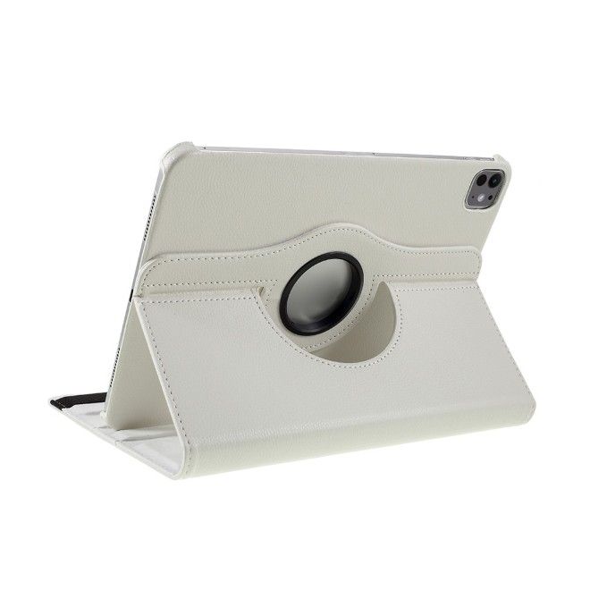 iPad Pro 11 (2025/2024) Hülle - 360° rotierbares Case aus Leder - weiss