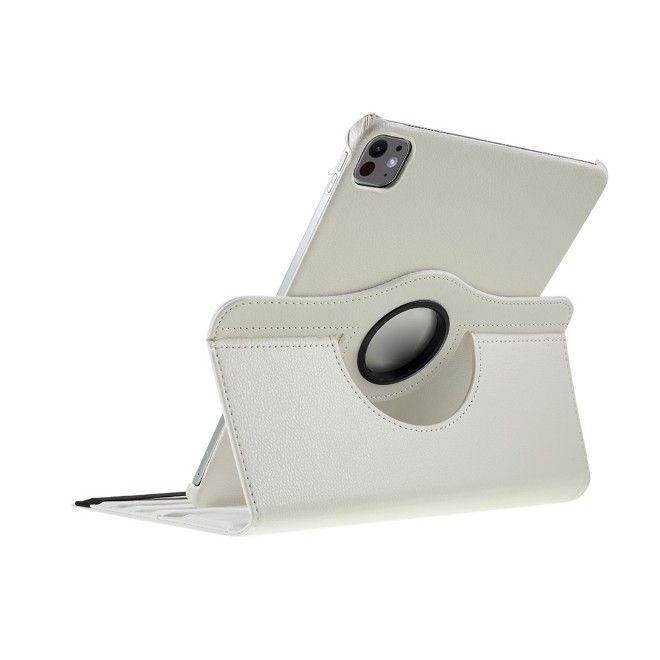 iPad Pro 11 (2025/2024) Hülle - 360° rotierbares Case aus Leder - weiss