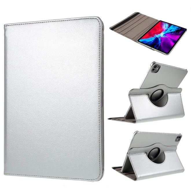 iPad Pro 11 (2025/2024) Case - 360° Rotating Leather Case - Silver