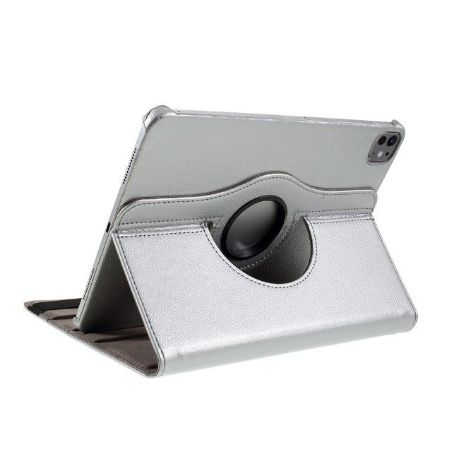 iPad Pro 11 (2025/2024) Case - 360° Rotating Leather Case - Silver