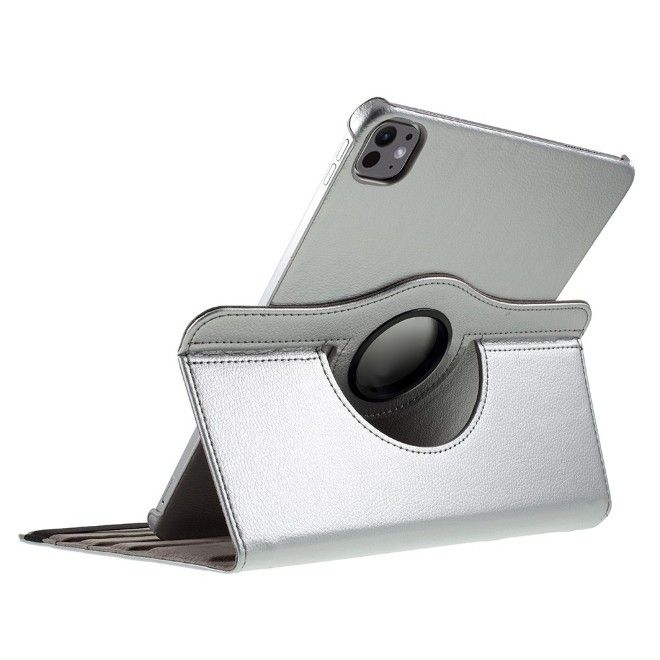 iPad Pro 11 (2025/2024) Case - 360° Rotating Leather Case - Silver