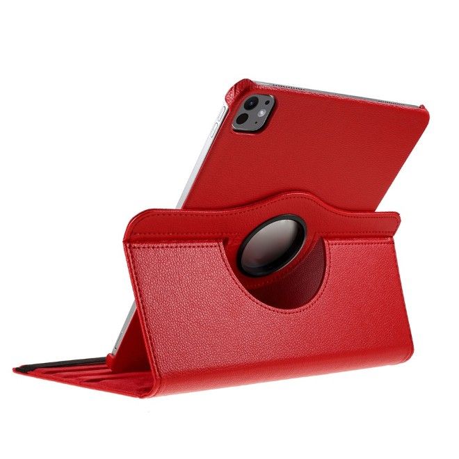 Housse iPad Pro 11 (2025/2024) - Étui rotatif à 360° en cuir - Rouge