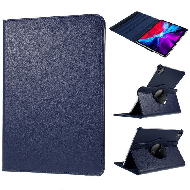 Coque iPad Pro 11 (2025/2024) - Étui en cuir rotatif à 360° - bleu foncé