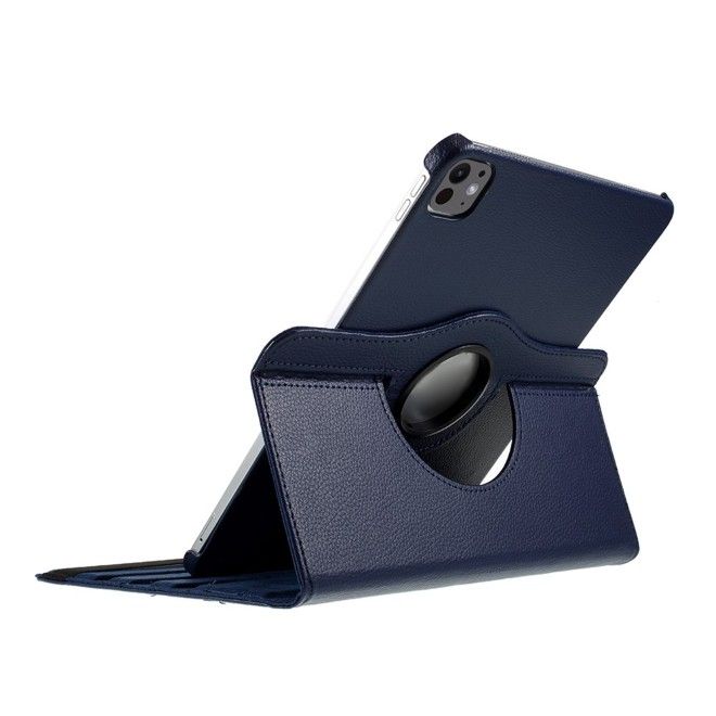 Coque iPad Pro 11 (2025/2024) - Étui en cuir rotatif à 360° - bleu foncé