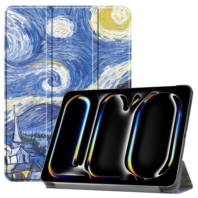iPad Pro 11 (2025/2024) Case - Triple Fold Leather Case - Painting Design
