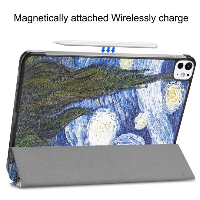 iPad Pro 11 (2025/2024) Case - Triple Fold Leather Case - Painting Design
