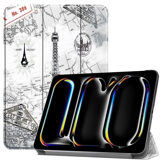 iPad Pro 11 (2025/2024) Hülle - Dreifach faltbares Case aus Leder - Eiffelturm