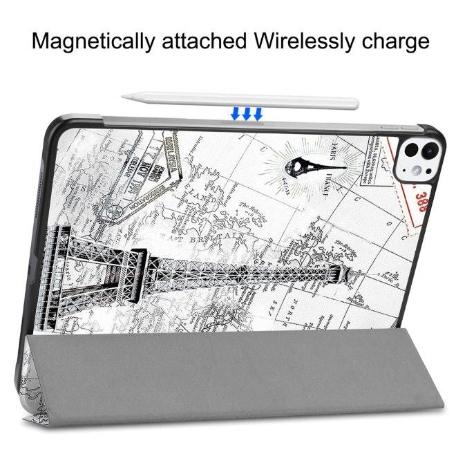 iPad Pro 11 (2025/2024) Hülle - Dreifach faltbares Case aus Leder - Eiffelturm