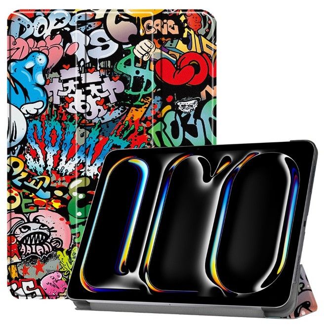 iPad Pro 11 (2025/2024) Case - Tri-Fold Leather Case - Graffiti