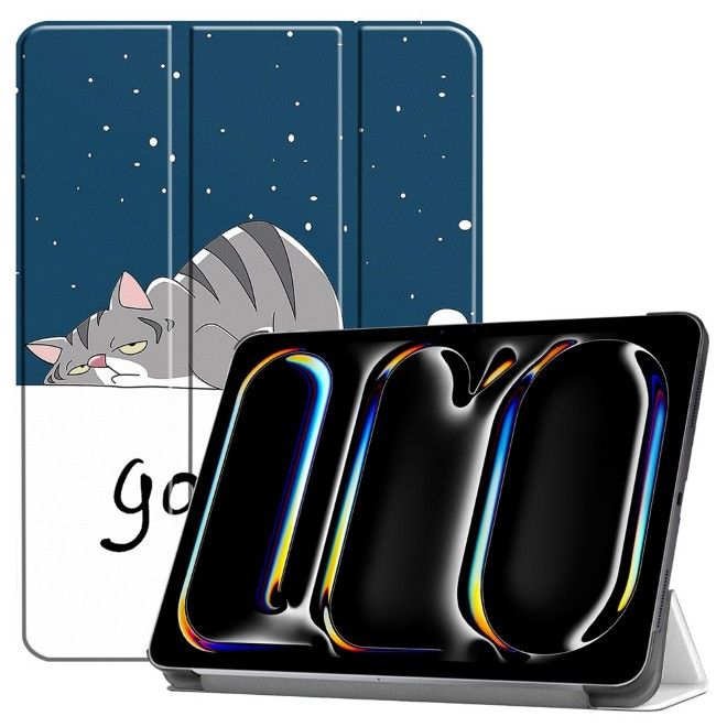 iPad Pro 11 (2025/2024) Case - Triple Fold Leather Case - Cat