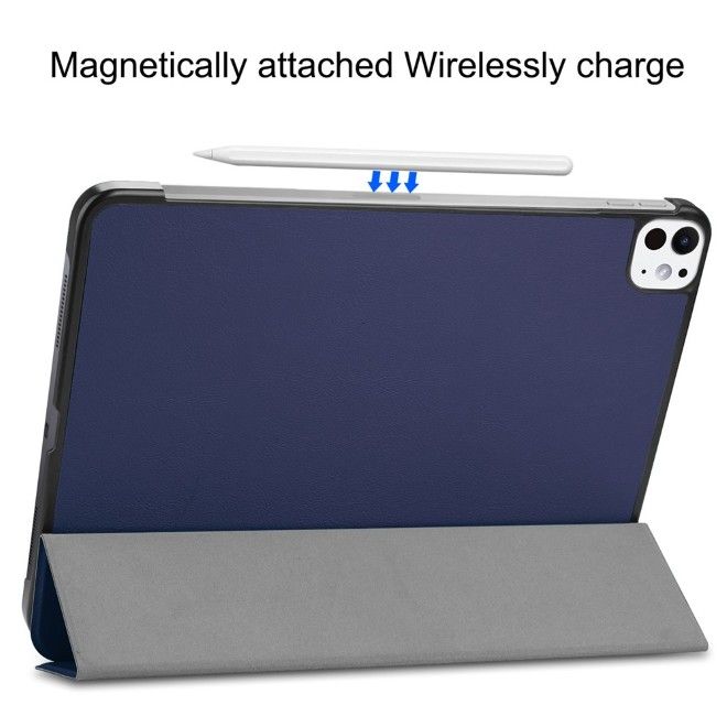 Housse iPad Pro 11 (2025/2024) - Bookcover en cuir pliable en trois parties - bleu