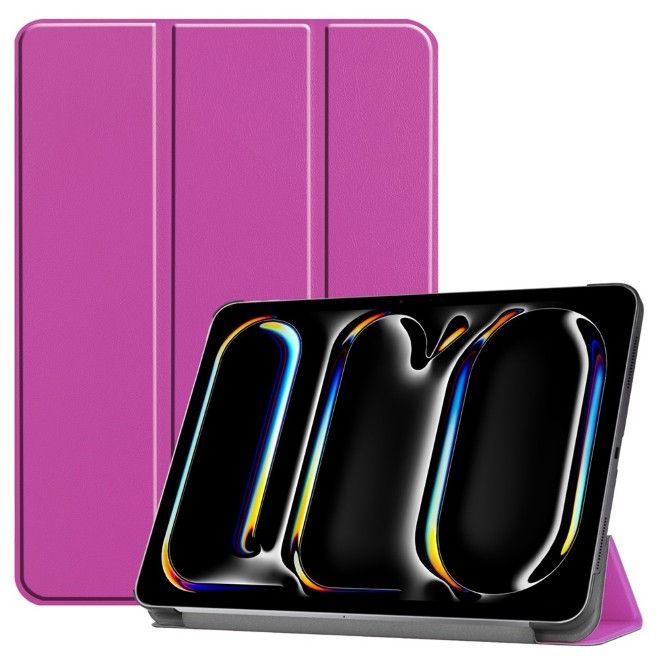 iPad Pro 11 (2025/2024) Case - Tri-Fold Leather Book Cover - Purple